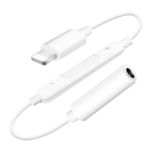 MH020 8 Pin to 3.5mm Headphone Jack Adapter Support Self-timer / Song / Line Control (White) - Earphone Adapter by buy2fix | Online Shopping UK | buy2fix