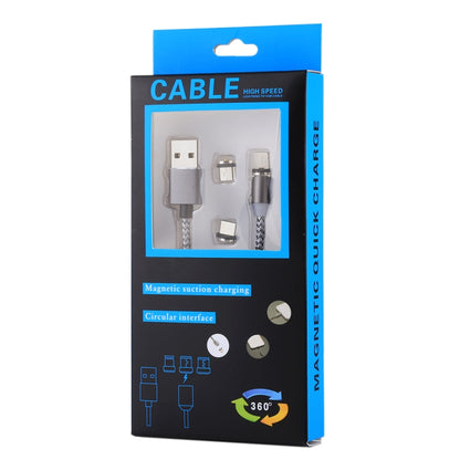 1.05m 8 Pin + Micro USB + USB-C / Type-C to USB Weave Data Sync Charging Cable with LED Indicator - Charging Cable & Head by buy2fix | Online Shopping UK | buy2fix