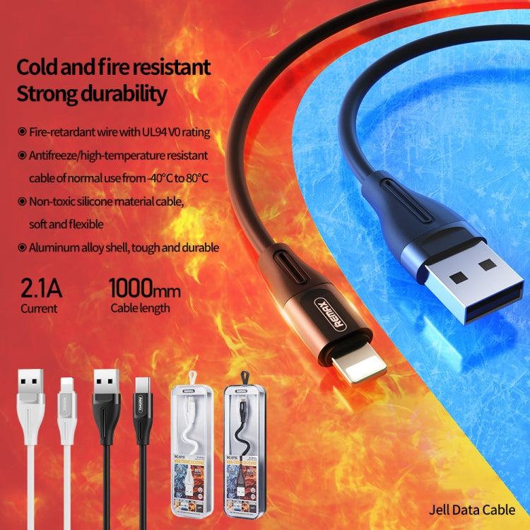 REMAX RC-075i 1m 2.1A USB to 8 Pin Jell Data Cable for iPhone, iPad(Black) - Normal Style Cable by REMAX | Online Shopping UK | buy2fix