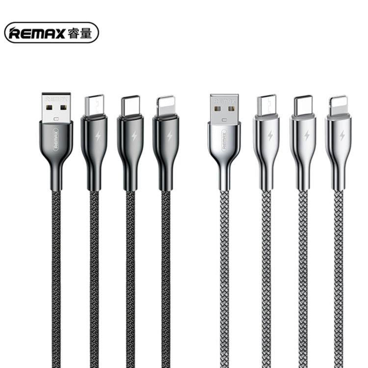 REMAX RC-092th Kingpin Series 3.1A 3 in 1 USB to Micro USB + Type-C + 8 Pin Charging Cable, Cable Length: 1.2m(Silver) - Multifunction Cable by REMAX | Online Shopping UK | buy2fix