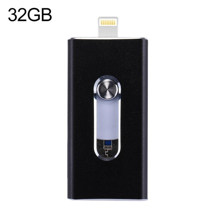 RQW-02 3 in 1 USB 2.0 & 8 Pin & Micro USB 32GB Flash Drive(Black) - U Disk & Card Reader by buy2fix | Online Shopping UK | buy2fix