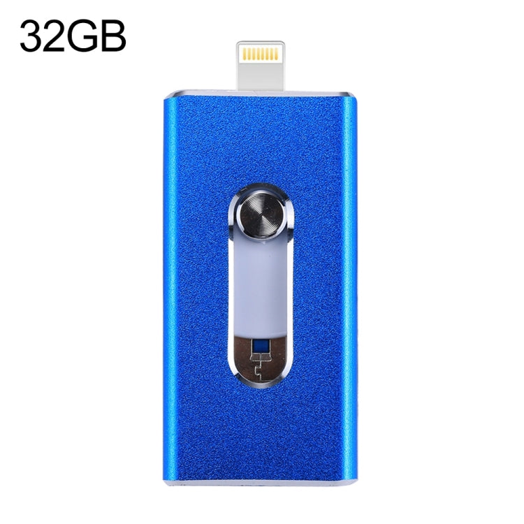 RQW-02 3 in 1 USB 2.0 & 8 Pin & Micro USB 32GB Flash Drive(Blue) - U Disk & Card Reader by buy2fix | Online Shopping UK | buy2fix