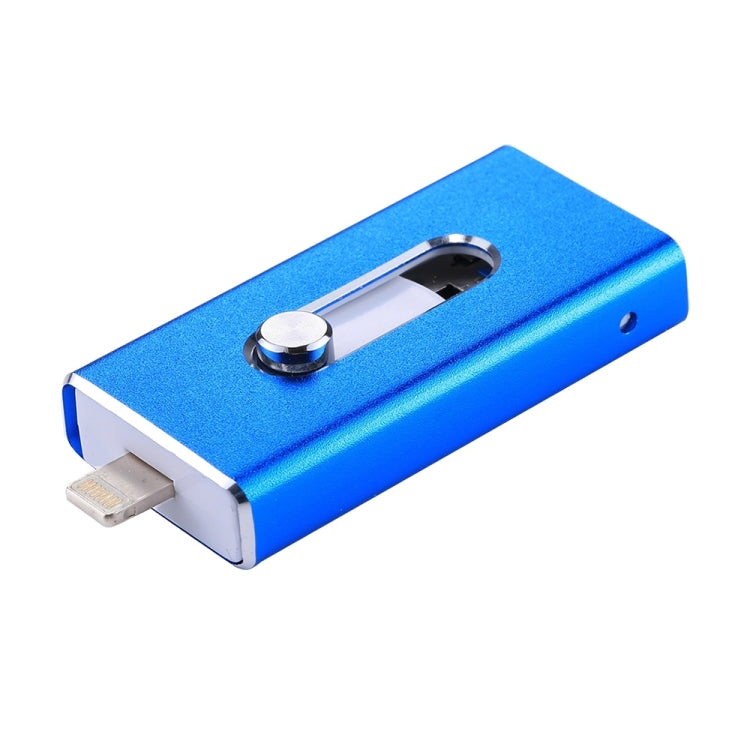 RQW-02 3 in 1 USB 2.0 & 8 Pin & Micro USB 64GB Flash Drive(Blue) - U Disk & Card Reader by buy2fix | Online Shopping UK | buy2fix