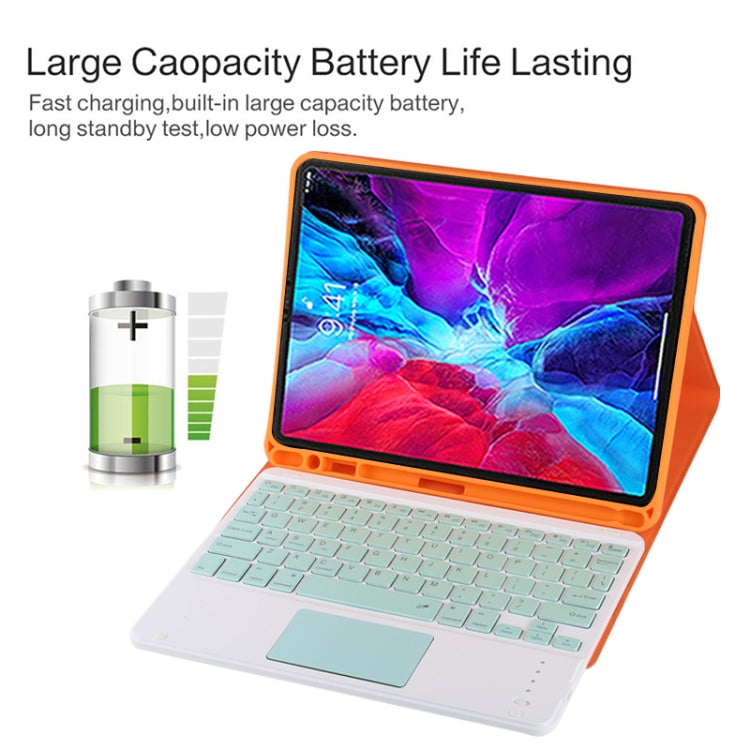 TG11BC Detachable Bluetooth Green Keyboard Microfiber Leather Tablet Case for iPad Pro 11 inch (2020), with Touchpad & Pen Slot & Holder (Orange) - For iPad Pro by buy2fix | Online Shopping UK | buy2fix