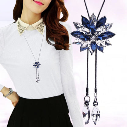 Fashion Lady Gorgeous Flower Sweater Chain Summer Dress Accessories(Blue and White) - Necklaces & Pendants by buy2fix | Online Shopping UK | buy2fix