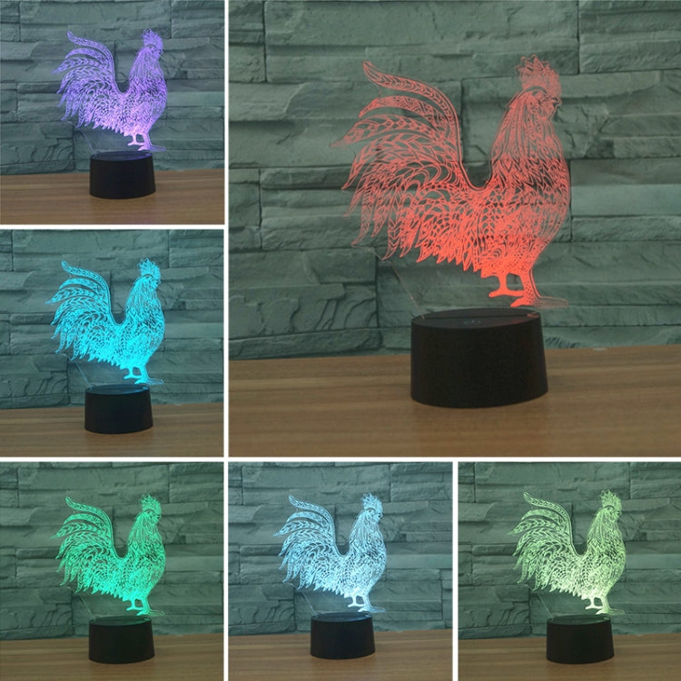 Cock Shape 3D Colorful LED Vision Light Table Lamp, 16 Colors Remote Control Version - Novelty Lighting by buy2fix | Online Shopping UK | buy2fix