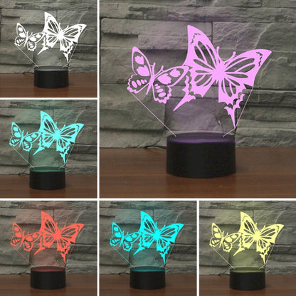 Two Butterflies Shape 3D Colorful LED Vision Light Table Lamp, Crack Touch Version - Novelty Lighting by buy2fix | Online Shopping UK | buy2fix