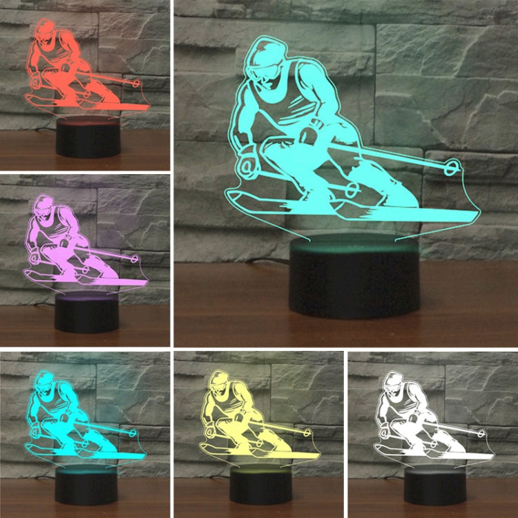 Skiing Shape 3D Colorful LED Vision Light Table Lamp, Crack Touch Version - Novelty Lighting by buy2fix | Online Shopping UK | buy2fix