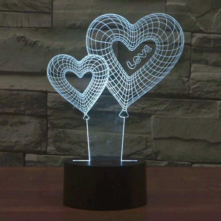 Double Heart Balloon Style 3D Touch Switch Control LED Light , 7 Color Discoloration Creative Visual Stereo Lamp Desk Lamp Night Light - Novelty Lighting by buy2fix | Online Shopping UK | buy2fix