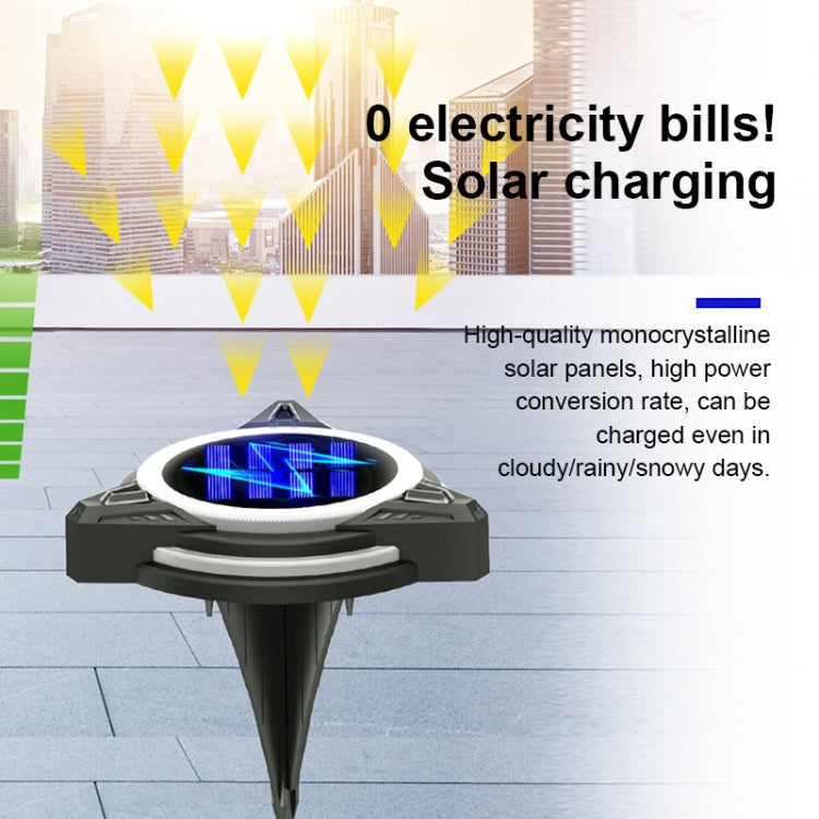 TG-JG00129 10 LEDs Triangular Flying Saucer Long Tube Solar Outdoor Waterproof Plastic Garden Decorative Ground Plug Light Intelligent Light Control Buried Light, Colorful Dimming - Solar Lights by buy2fix | Online Shopping UK | buy2fix