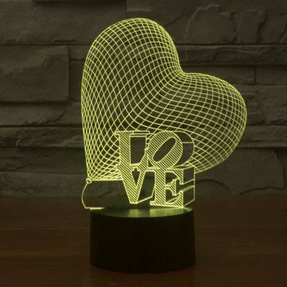 Heart and LOVE Style 3D Touch Switch Control LED Light, 7 Colour Discoloration Creative Visual Stereo Lamp Desk Lamp Night Light - Novelty Lighting by buy2fix | Online Shopping UK | buy2fix