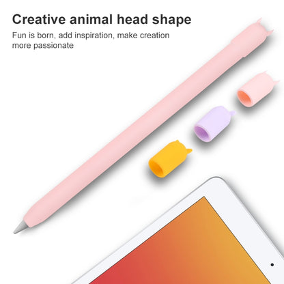 4 in 1 Stylus Pen Cartoon Animal Silicone Protective Case for Apple Pencil 2 (Yellow) - Pencil Accessories by buy2fix | Online Shopping UK | buy2fix