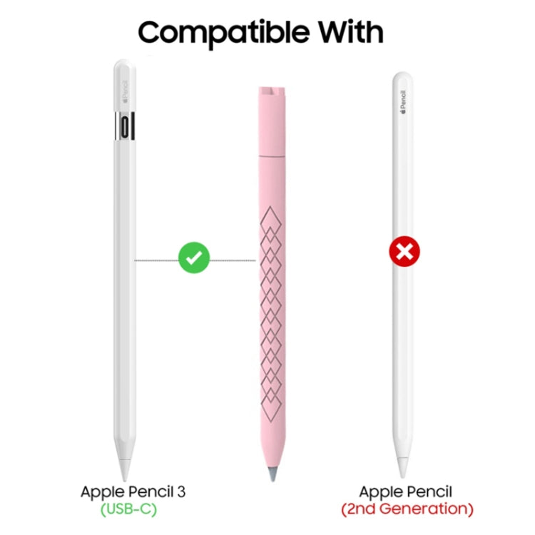 For Apple Pencil (USB-C) Diamond Pattern Silicone Stylus Pen Protective Case (Red) - Pencil Accessories by buy2fix | Online Shopping UK | buy2fix