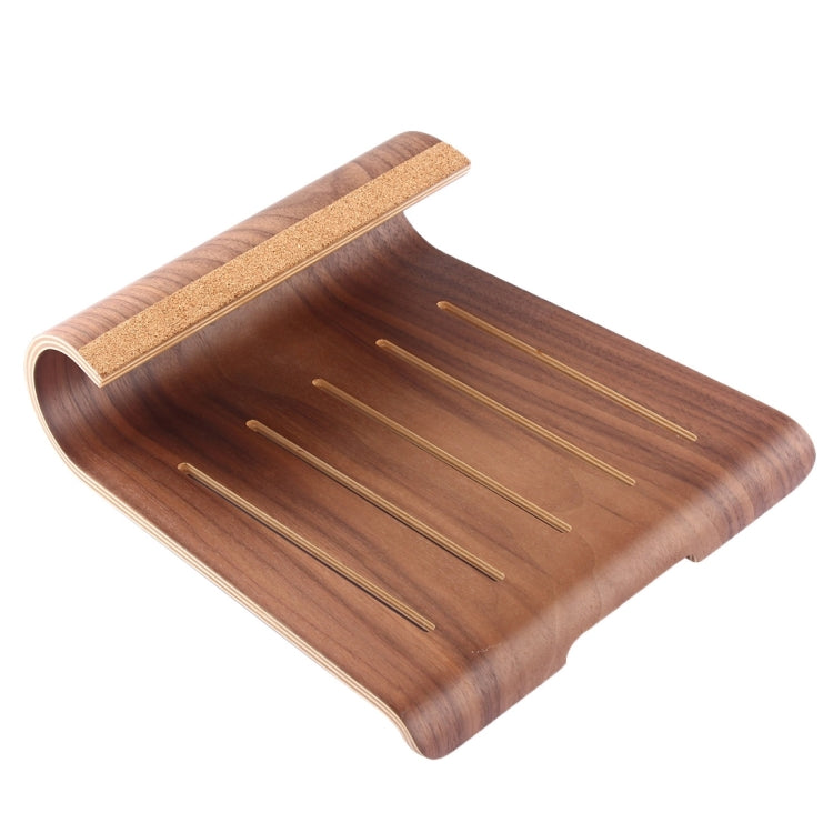 SamDi Artistic Wood Grain Walnut Desktop Heat Radiation Holder Stand Cradle, For iPad, Tablet, Notebook(Coffee) - MacBook Holder by buy2fix | Online Shopping UK | buy2fix