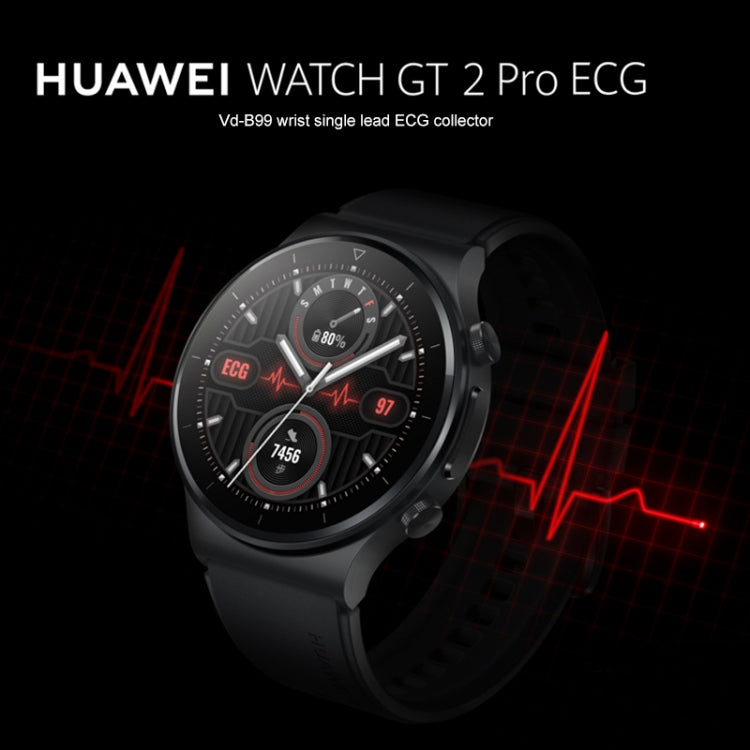 HUAWEI WATCH GT 2 Pro ECG Ver. Bluetooth Fitness Tracker Smart Watch 46mm Wristband, Kirin A1 Chip, Support GPS / ECG Monitoring(Black) - Wearable Devices by Huawei | Online Shopping UK | buy2fix