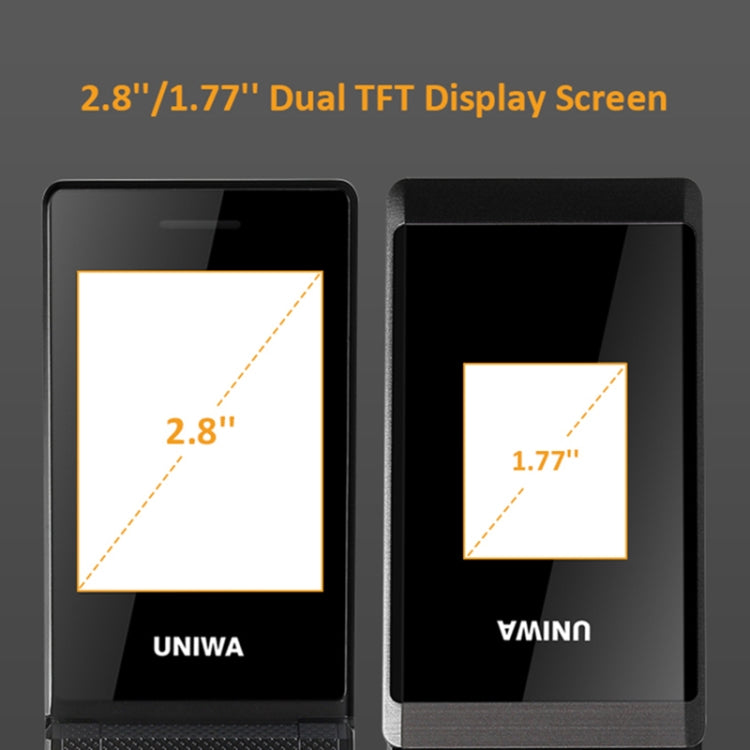 UNIWA X28 Dual-screen Flip Phone, 2.8 inch + 1.77 inch, MT6261D, Support Bluetooth, FM, SOS, GSM, Dual SIM(Black) - UNIWA by UNIWA | Online Shopping UK | buy2fix