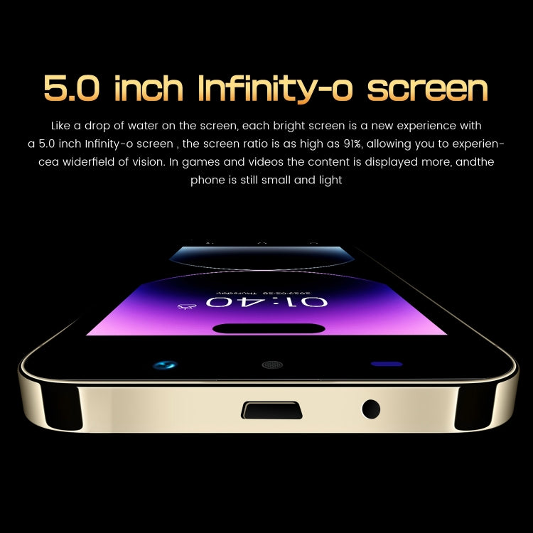 i14 mini HRDP5, 512MB+4GB, 5.0 inch Screen, Face Identification, Android 5.0 MTK6572 Dual Core, Network: 3G (Gold) -  by buy2fix | Online Shopping UK | buy2fix