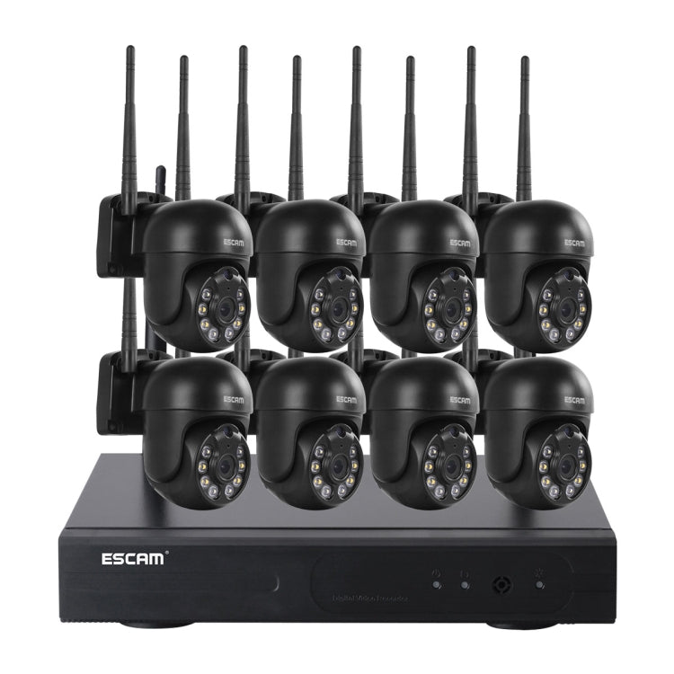 ESCAM WNK618 3.0 Million Pixels 8-channel Wireless Dome Camera HD NVR Security System, Support Motion Detection & Two-way Audio & Full-color Night Vision & TF Card, UK Plug - Dome Camera by ESCAM | Online Shopping UK | buy2fix