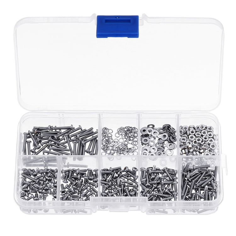 600 PCS M2 304 Stainless Steel Hex Socket Flat Head Screw Washer Nut Kit - Screws by buy2fix | Online Shopping UK | buy2fix