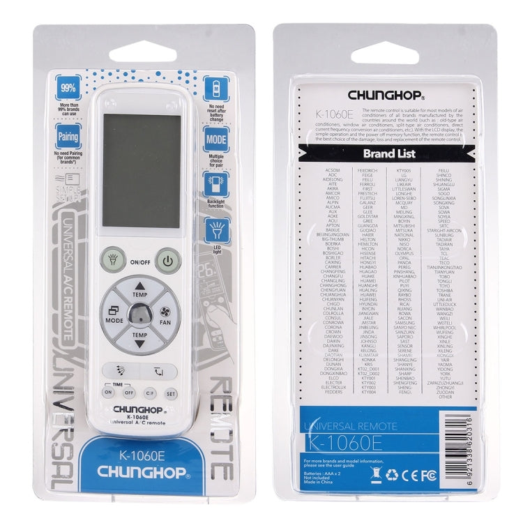 CHUNGHOP K-1060E Universal Air-Conditioner Remote Controller - Air-Conditioner by CHUNGHOP | Online Shopping UK | buy2fix