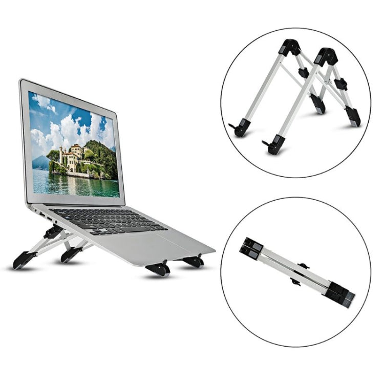 Aluminum Alloy Laptop Height Extender Holder Stand Folding Portable Computer Heat Dissipation Bracket, Size: 24.5x3.3x2.8cm (White) - MacBook Holder by buy2fix | Online Shopping UK | buy2fix