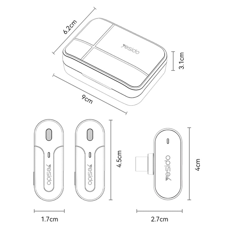 YESIDO KR16 2 in 1 Wireless Lavalier Microphone 8 Pin Receiver with Charging Box - Microphone by Yesido | Online Shopping UK | buy2fix