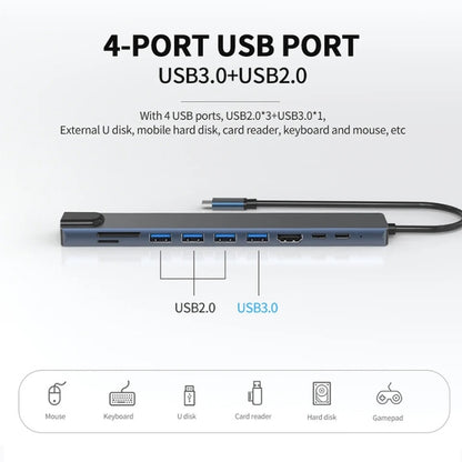 10 in 1 USB-C / Type-C Iinterface Docking Station Multi-function HUB - USB HUB by buy2fix | Online Shopping UK | buy2fix