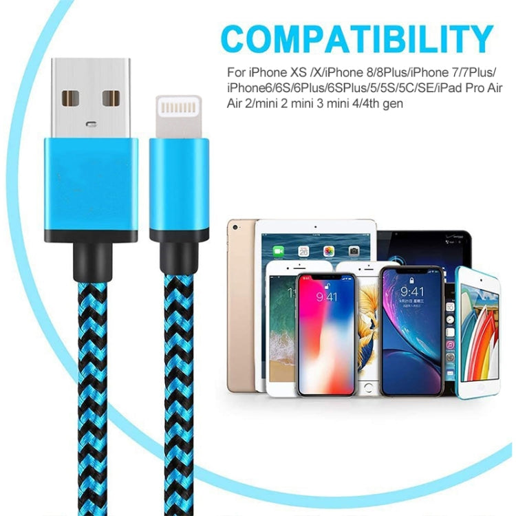 2m Woven Style 8 Pin to USB Sync Data / Charging Cable(Green) - Normal Style Cable by buy2fix | Online Shopping UK | buy2fix