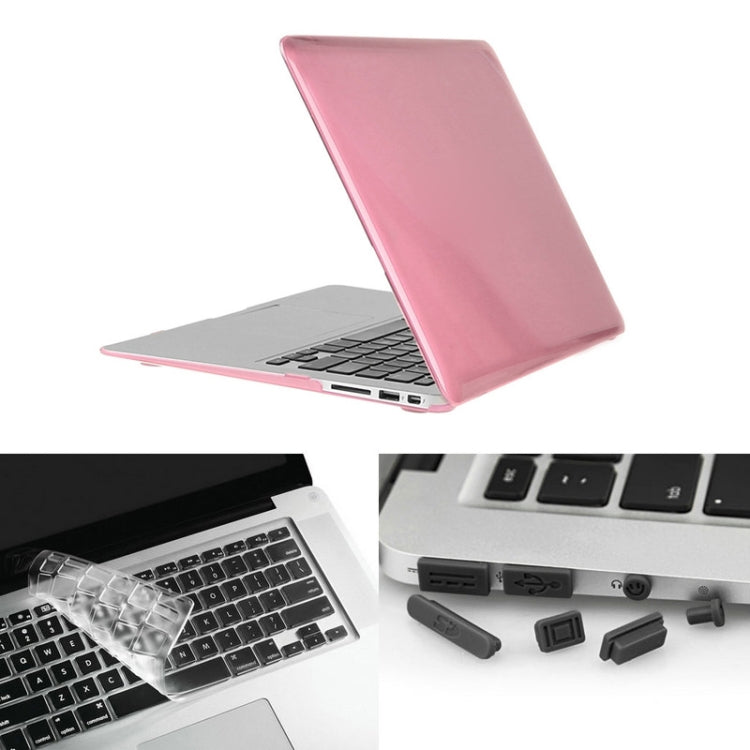 ENKAY for Macbook Air 11.6 inch (US Version) / A1370 / A1465 Hat-Prince 3 in 1 Crystal Hard Shell Plastic Protective Case with Keyboard Guard & Port Dust Plug(Pink) - MacBook Air Cases by ENKAY | Online Shopping UK | buy2fix