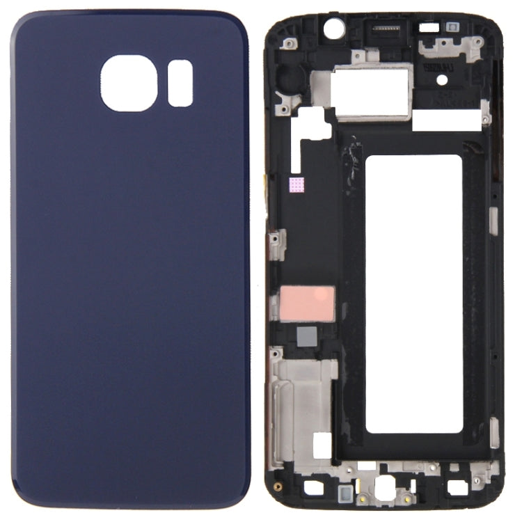 For Galaxy S6 Edge / G925 Full Housing Cover (Front Housing LCD Frame Bezel Plate + Battery Back Cover ) (Blue) - Galaxy S Series Parts by buy2fix | Online Shopping UK | buy2fix