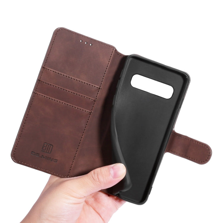 DG.MING Retro Oil Side Horizontal Flip Case for Galaxy S10, with Holder & Card Slots & Wallet (Coffee) - Galaxy Phone Cases by DG.MING | Online Shopping UK | buy2fix