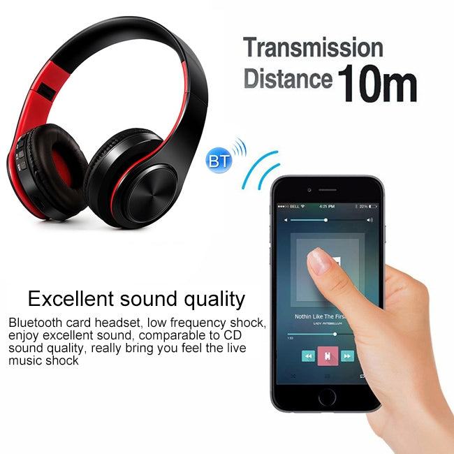 LPT660 Wireless Folding Sports Stereo Music Bluetooth Phones Earphones Support TF Card (Red) - Headset & Headphone by buy2fix | Online Shopping UK | buy2fix