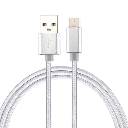 Knit Texture USB to USB-C / Type-C Data Sync Charging Cable, Cable Length: 1m, 3A Total Output, 2A Transfer Data(Silver) - USB-C & Type-C Cable by buy2fix | Online Shopping UK | buy2fix