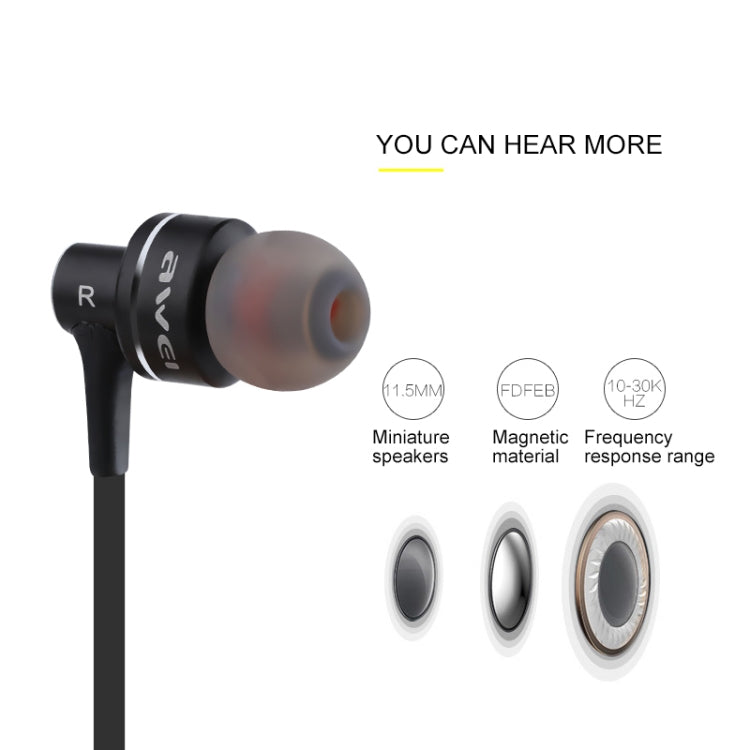 awei ES-10TY TPE In-ear Wire Control Earphone with Mic, For iPhone, iPad, Galaxy, Huawei, Xiaomi, LG, HTC and Other Smartphones(Black) - In Ear Wired Earphone by awei | Online Shopping UK | buy2fix