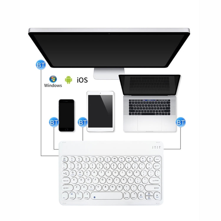 X3S 10 inch Universal Tablet Round Keycap Wireless Bluetooth Keyboard, Backlight Version (White) - Universal Keyboard by buy2fix | Online Shopping UK | buy2fix
