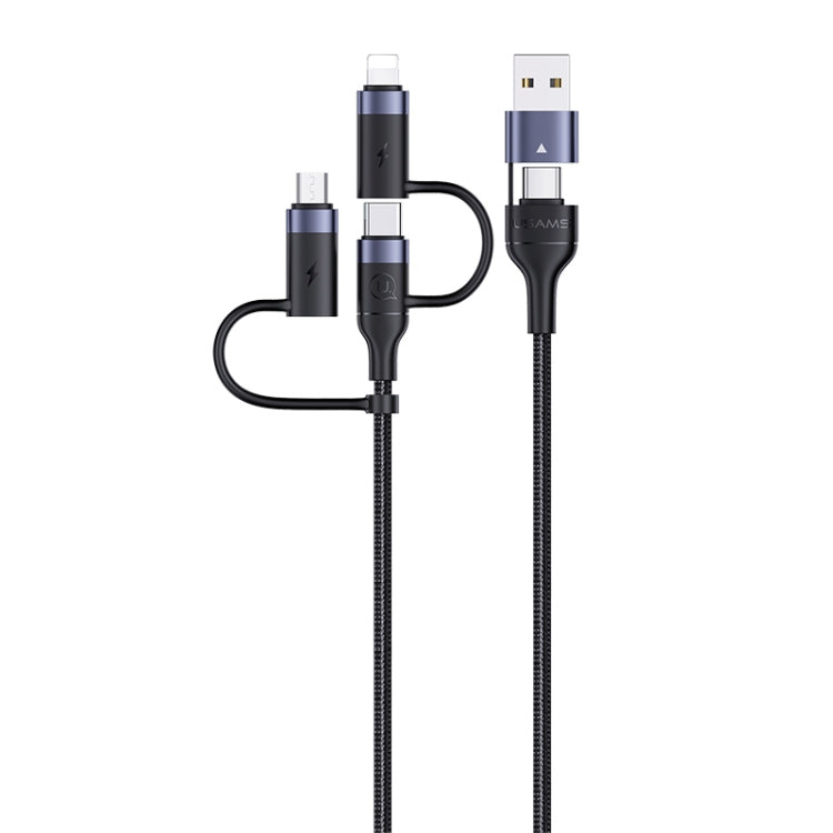 USAMS US-SJ547 U62 USB + Type-C / USB-C toType-C / USB-C + 8 Pin + Micro Aluminum Alloy PD Fast Charging Data Cable, Length: 1.2m(Black) - Multifunction Cable by USAMS | Online Shopping UK | buy2fix