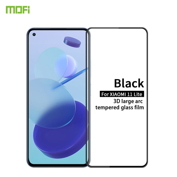 For Xiaomi Mi 11 Lite MOFI 9H 3D Explosion-proof Curved Screen Tempered Glass Film(Black) -  by MOFI | Online Shopping UK | buy2fix