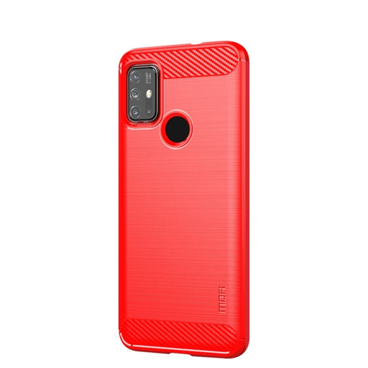 For Motorola Moto G10 / G30 MOFI Gentleness Series Brushed Texture Carbon Fiber Soft TPU Case(Red) - Motorola Cases by MOFI | Online Shopping UK | buy2fix