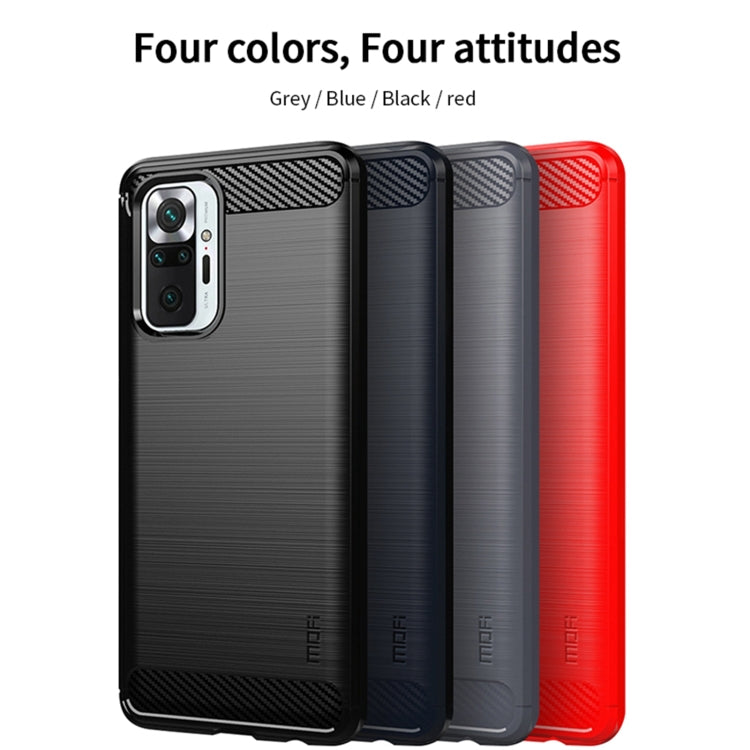 For Xiaomi Redmi Note 10 Pro / Note 10 Pro Max MOFI Gentleness Series Brushed Texture Carbon Fiber Soft TPU Case(Blue) - Xiaomi Cases by MOFI | Online Shopping UK | buy2fix