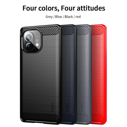 For Xiaomi Mi 11 MOFI Gentleness Series Brushed Texture Carbon Fiber Soft TPU Case(Red) - Xiaomi Cases by MOFI | Online Shopping UK | buy2fix