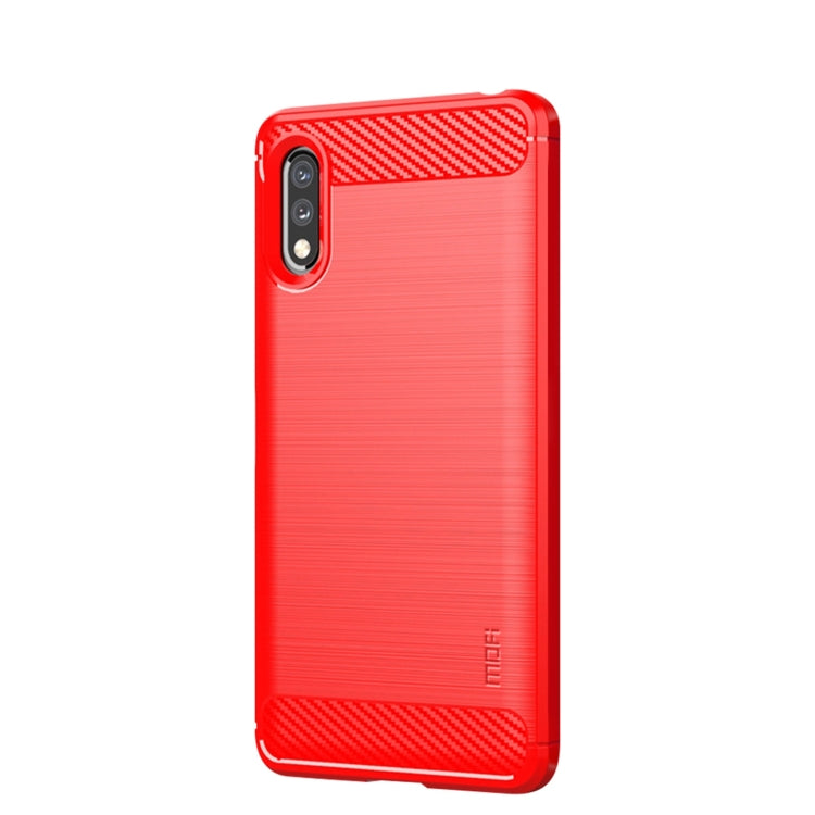 For Sony Xperia ACE ll MOFI Gentleness Series Brushed Texture Carbon Fiber Soft TPU Case(Red) - Sony Cases by MOFI | Online Shopping UK | buy2fix