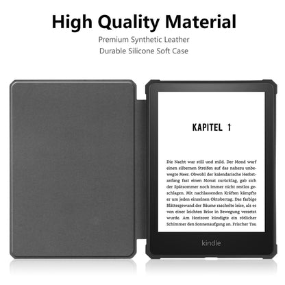 For Amazon Kindle Paperwhite 5 2021 ENKAY Solid Color Denim Texture Horizontal Flip Leather Tablet Case with Sleep / Wake-up Function(Grey) - Amazon by ENKAY | Online Shopping UK | buy2fix