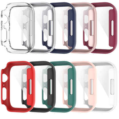 Shockproof PC Protective Case with Tempered Glass Film For Apple Watch Series 9 / 8 / 7 41mm(rose gold) - Watch Cases by buy2fix | Online Shopping UK | buy2fix
