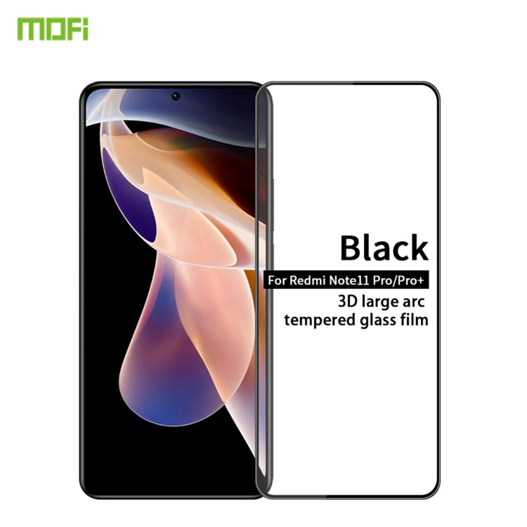 For Xiaomi Redmi Note 11 Pro / Note 11 Pro+ MOFI 9H 3D Explosion-proof Curved Screen Tempered Glass Film(Black) -  by PINWUYO | Online Shopping UK | buy2fix