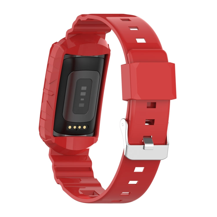 For Fitbit Charge 4 Silicone One Body Armor Watch Band(Red) - Watch Bands by buy2fix | Online Shopping UK | buy2fix