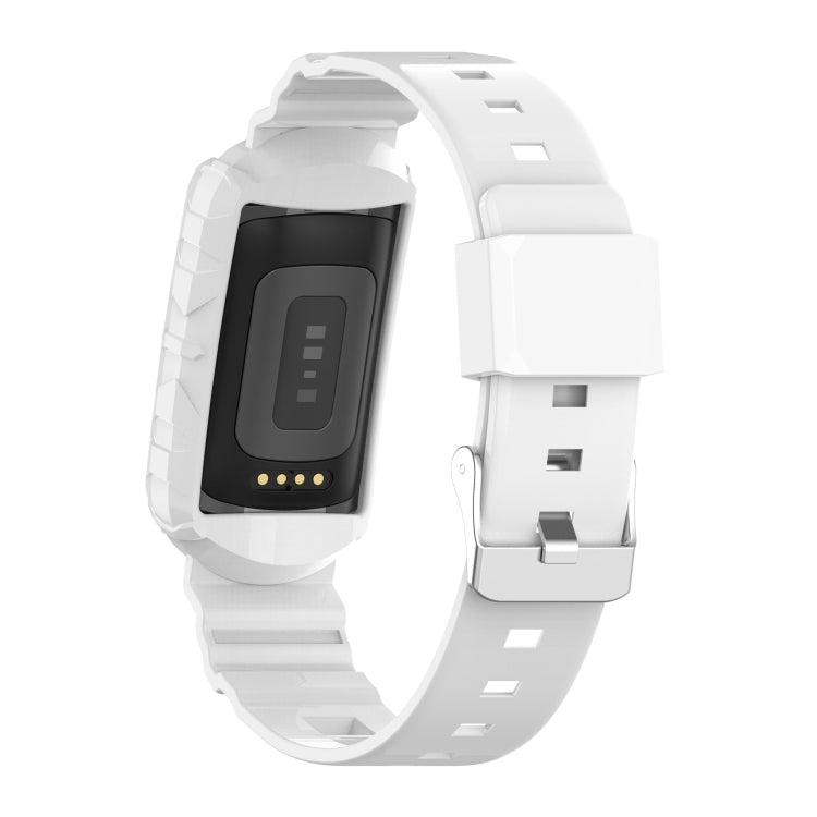 For Fitbit Charge 4 Silicone One Body Armor Watch Band(White) - Watch Bands by buy2fix | Online Shopping UK | buy2fix