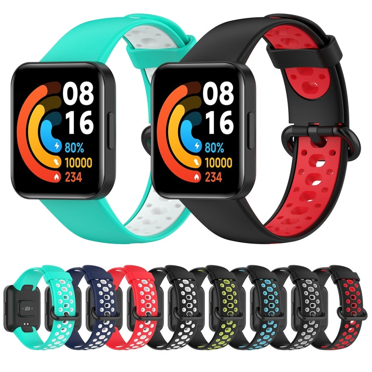 For Xiaomi Redmi Watch 2 Lite Two-Color Mixed Silicone Watch Band(Red+White) - Watch Bands by buy2fix | Online Shopping UK | buy2fix