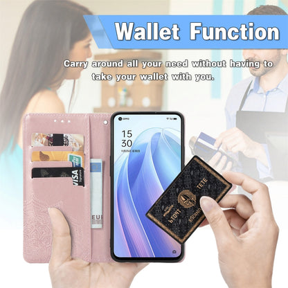 For OPPO Reno7 5G Mandala Flower Embossed Flip Leather Phone Case(Rose Gold) - OPPO Cases by buy2fix | Online Shopping UK | buy2fix