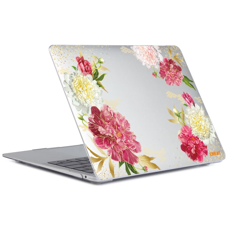 ENKAY Flower Series Pattern Laotop Protective Crystal Case For MacBook Pro 13.3 inch A1706 / A1708 / A1989 / A2159(Paeonia) - MacBook Pro Cases by ENKAY | Online Shopping UK | buy2fix