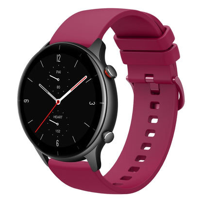 For Amazfit GTR 2e 22mm Solid Color Soft Silicone Watch Band(Wine Red) - Watch Bands by buy2fix | Online Shopping UK | buy2fix